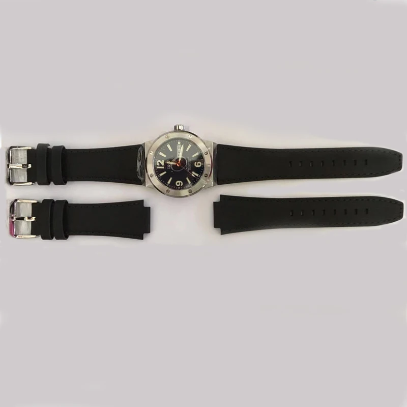 Original High Quality Black Genuine Leather Watch Strap Waterproof Sport Watch Band For Wristwatch I&W CARNIVAL Brand 589G Watch