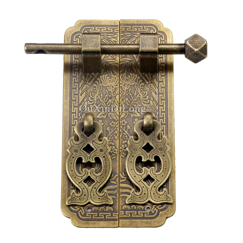 Retro Vintage 2Pairs Pure Brass Cabinet Door Handles Cupboard Wardrobe Closet Shoe TV Cabinet Pulls Handles + Pins