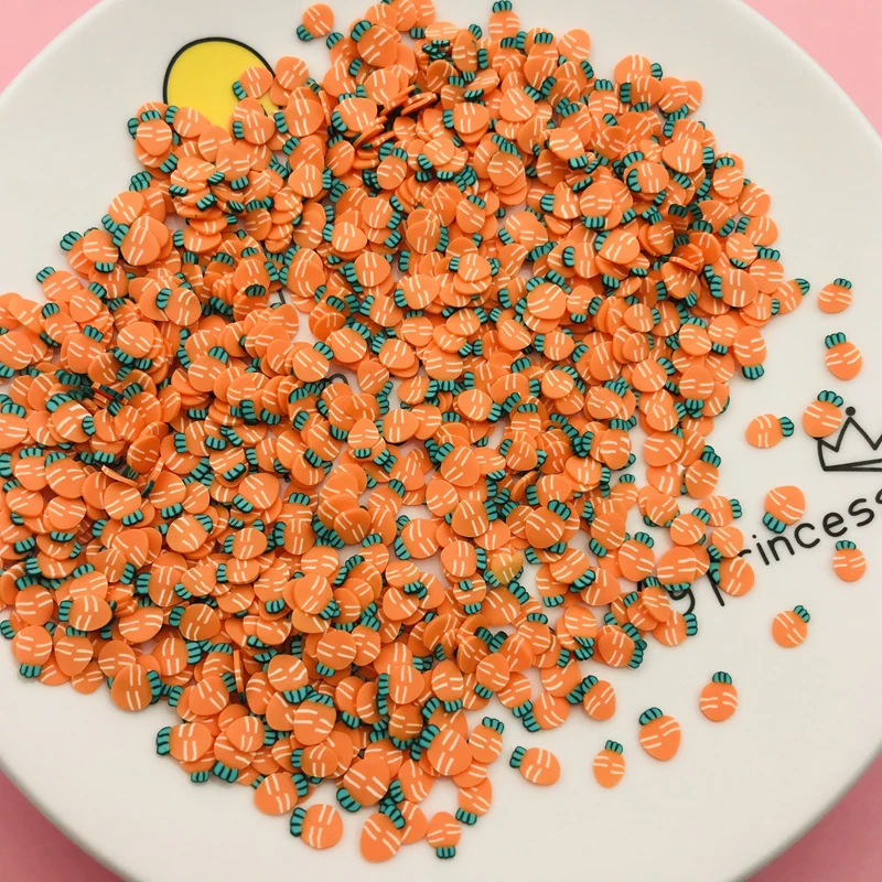 50g/Lot Hot Selling Clay Yellow Apple Fruit Slice, Cute Carrot Sprinkle for Crafts Making, Phone Deco, DIY Slime Filling