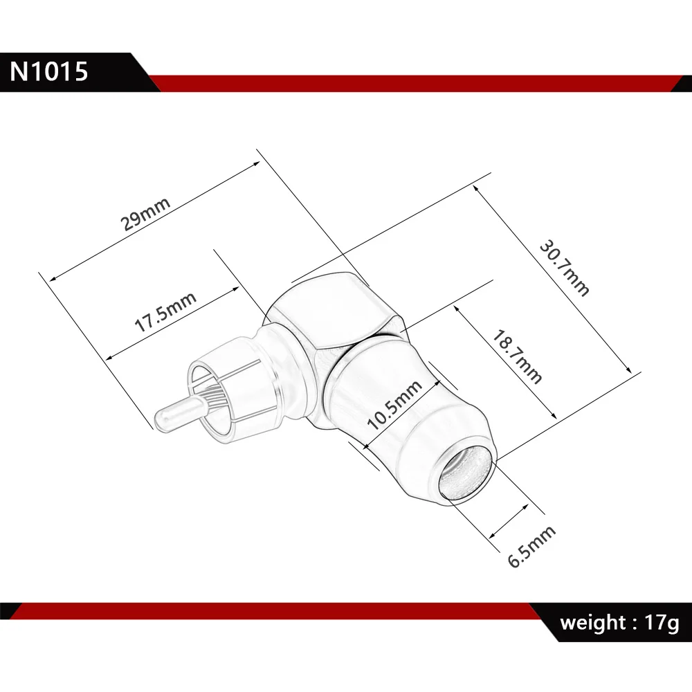 1PC RCA Connector, RCA Right Angle HIFI Terminals, High Quality Gold Plated, Supporting up to 6.5mm Cable