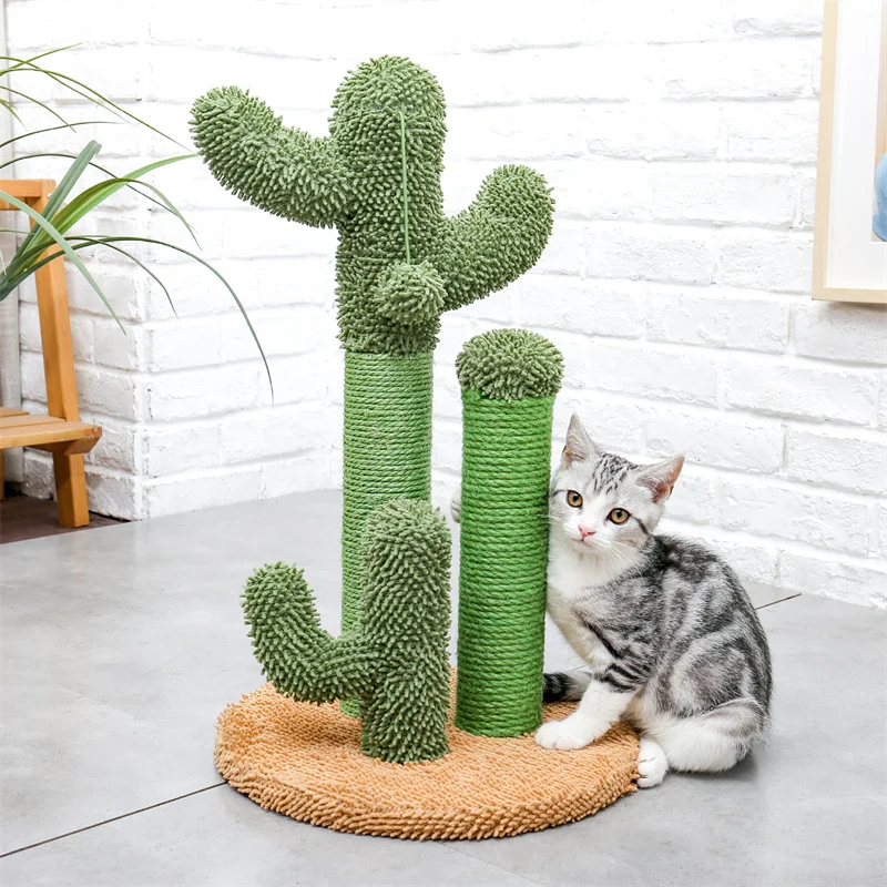 Cute Cactus Pet Cat Tree Toy with Ball Scratching Post for Cat Kitten Climbing Mushroom Condo Protecting Furniture Fast Delivery