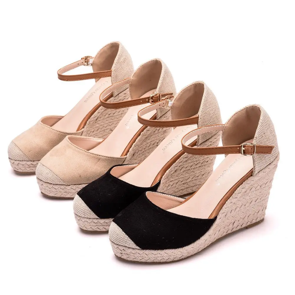 New Ladies Sandals Platform Women Shoe Summer Wedges Espadrille High Heels Casual Ankle Strap Mixed Color Shoes For Female H0018