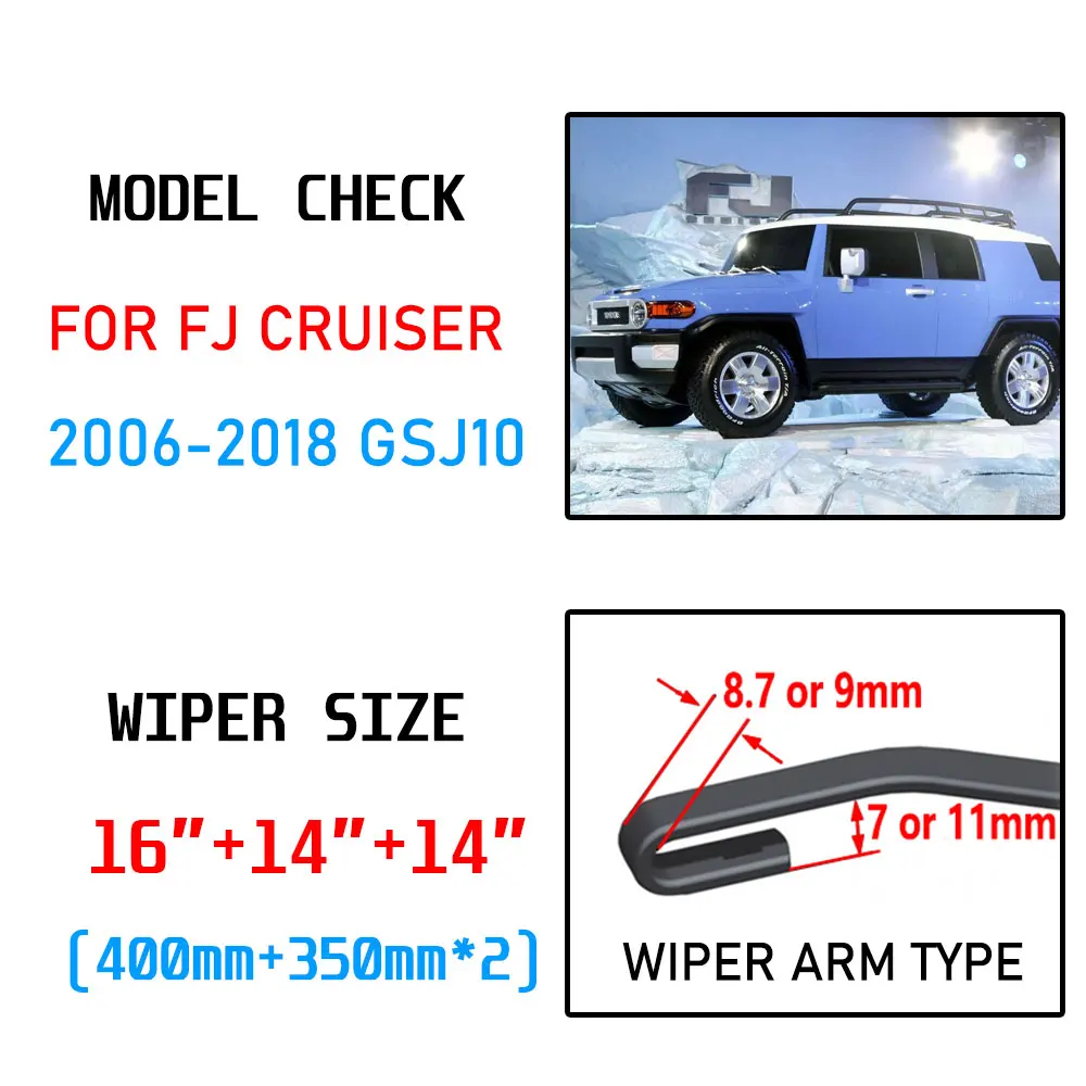 For Toyota FJ Cruiser GSJ10 2006~2018 Accessories Front Windscreen Wiper Blade Brushes Wipers for Car 2007 2008 2010 2016 2017