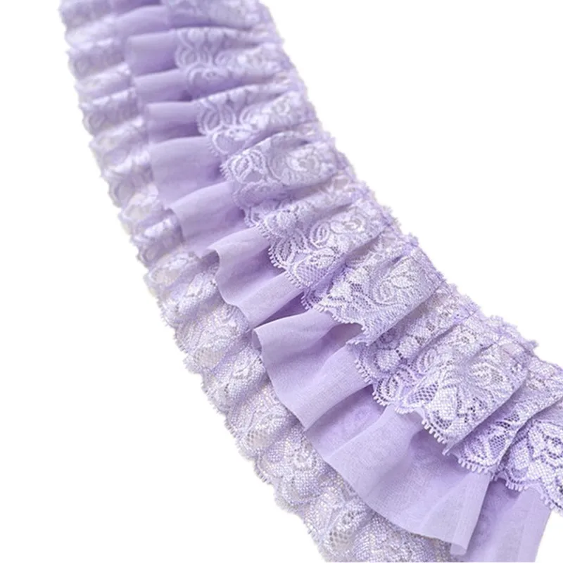 Hot Sale Three-layer Pleated Fluffy 3D Chiffon Lace Fabric DIY Children\'s Clothing Cake Skirt Party Dress Decoration Accessories