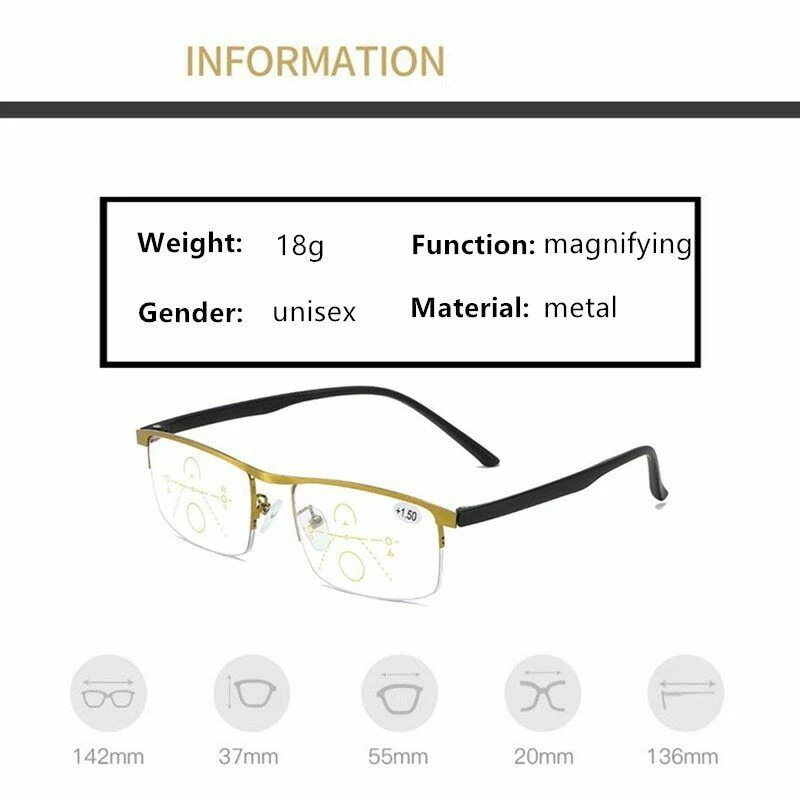 

German Intelligent Color Progressive Auto Focus Reading Glasses Classic Durable Glasses See More Clearly Women Men -B5