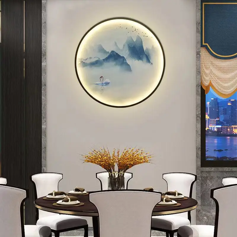 New Chinese Style Mural Wall Lamp 12 Styles Scenery Painting Light Fixture Wall for Aisle Corridor Living Room Background