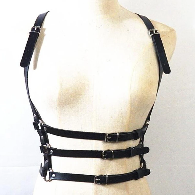 

New Women Vintage Sexy harness leather belt bondage cage gothic punk Corset Leather Bra garters belt Straps suspenders accessory