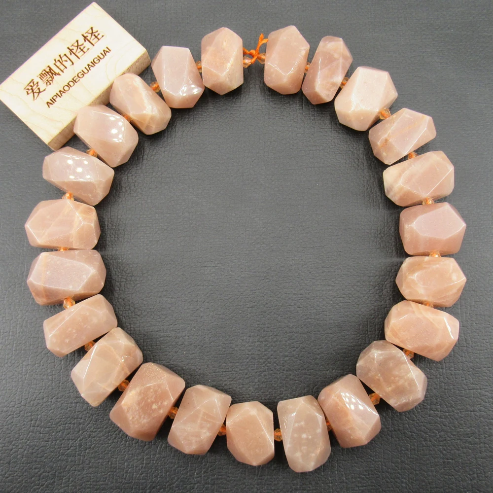 APDGG Natural Faceted Sunstone Nugget Gemstone Loose Beads 15.5