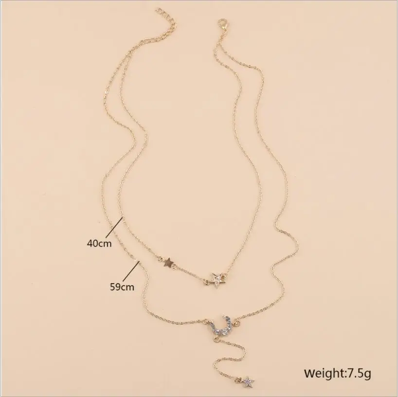 Fashion Multilayer  & Pendants Vintage Moon Choker  for Women Gold Collier Femme Party Jewelry S2275