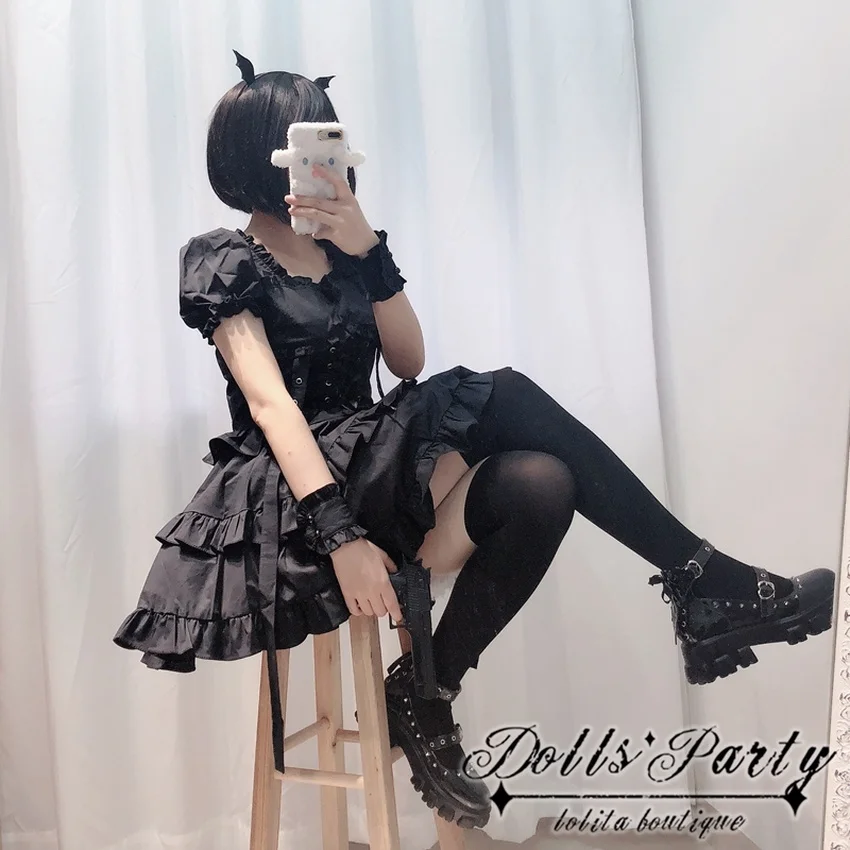 Medieval cosplay trajes lolita define festa de halloween demônio vestidos femininos jk estilo japonês tipo escuro rendas até vestido feminino 2022