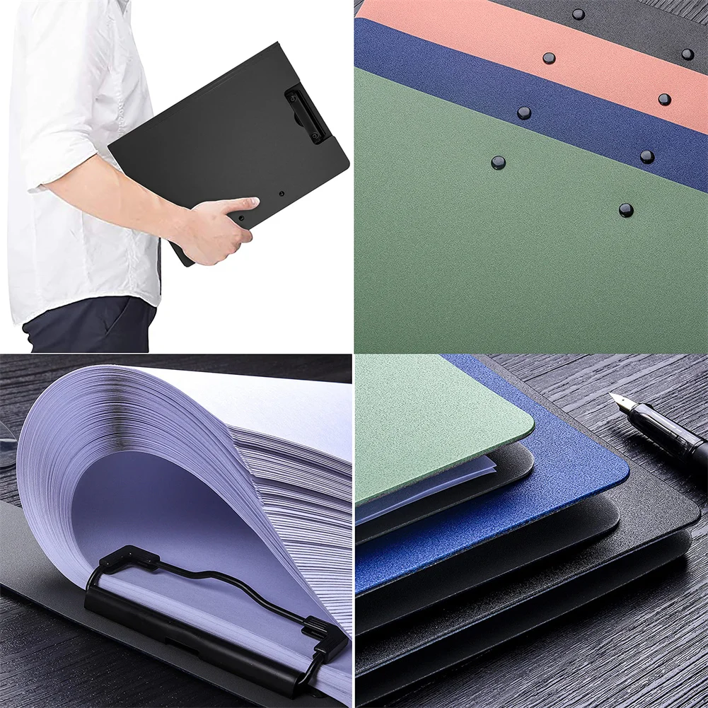 Plástico foldable clipboards folio com grampos duplos almofada de escrita arquivos de documentos titular do cartão para entrevistas escritório