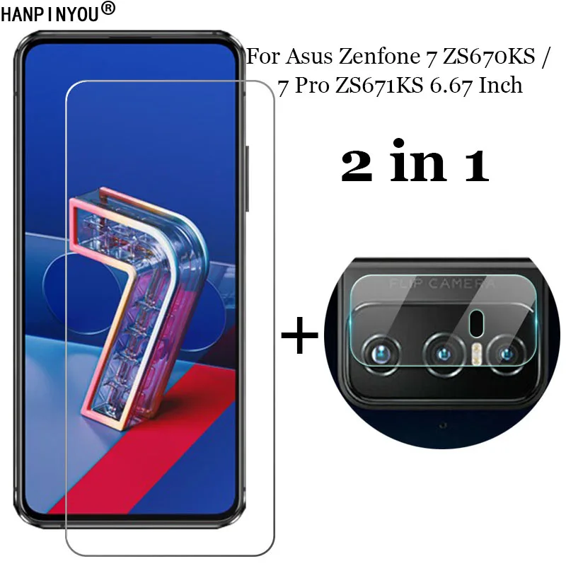 2-in-1 Tempered Glass For Asus Zenfone 7 ZS670KS / 7 Pro ZS671KS Camera Lens Protection Film + Front Screen Protector