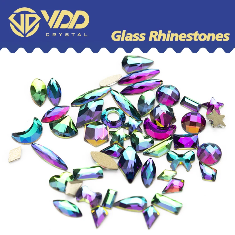 VDD Wholesale 500Pcs Glass Nail Art Rhinestones Flatback Strass Glitter Diamond Crystals Mixed Shape For DIY Crafts Decoration