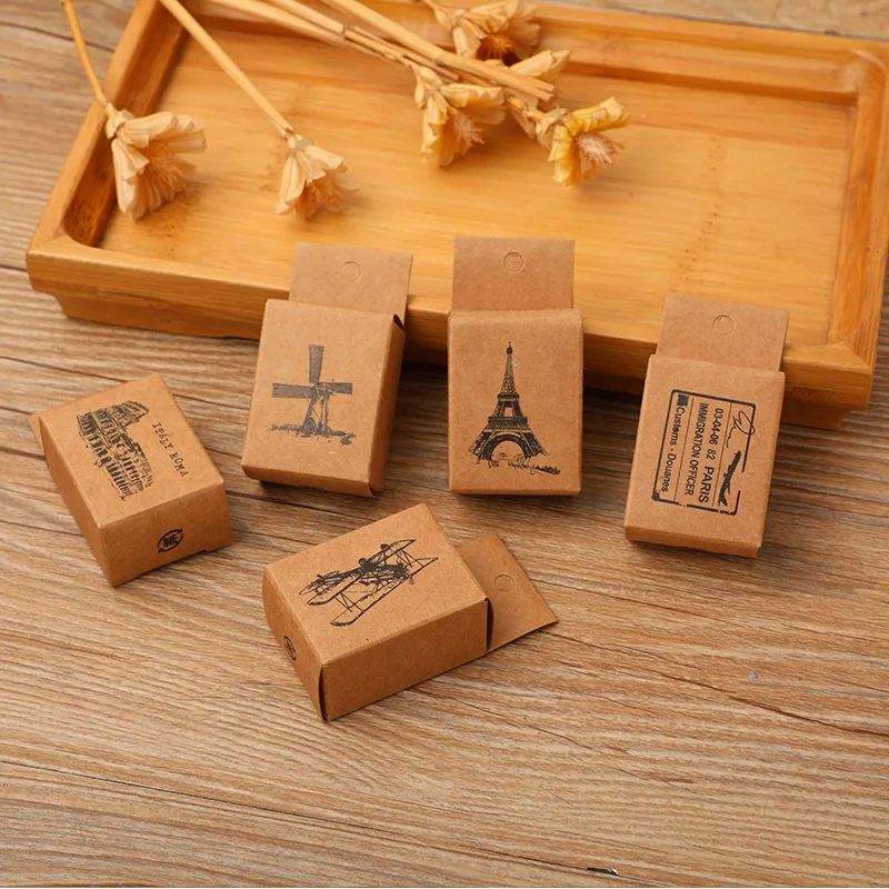 Around The World Diary Stamp Set Wooden Rubber Signet for Children DIY Scrapbooking Planner Card Making