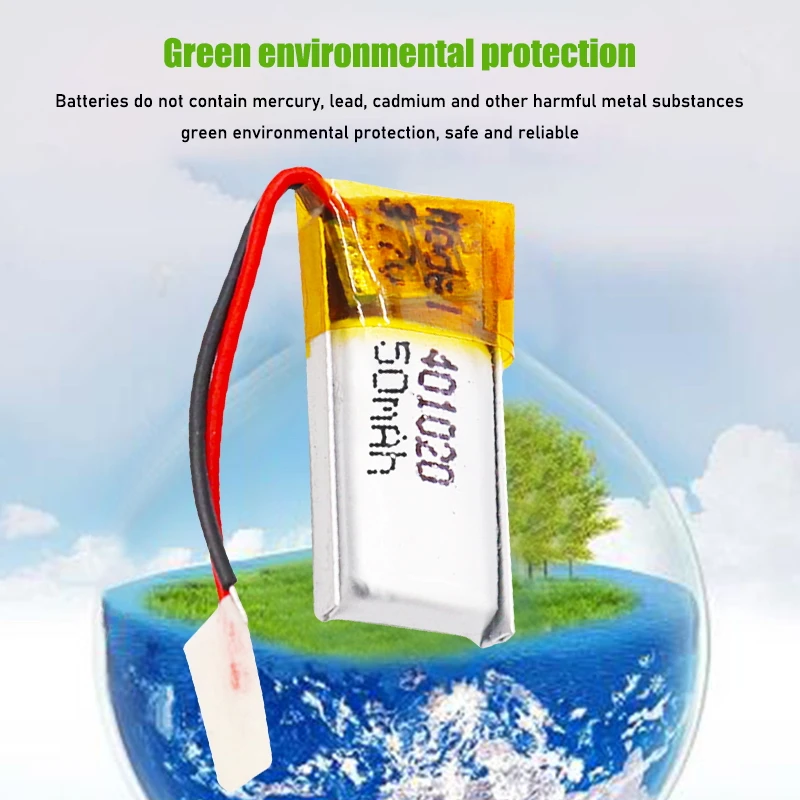 منتجات 3.7 فولت 50 مللي أمبير 401020 بطارية ليثيوم بوليمر ليثيوم بو قابلة للشحن للألعاب سيارات سماعات بلوتوث سماعات بلوتوث منتجات رقمية