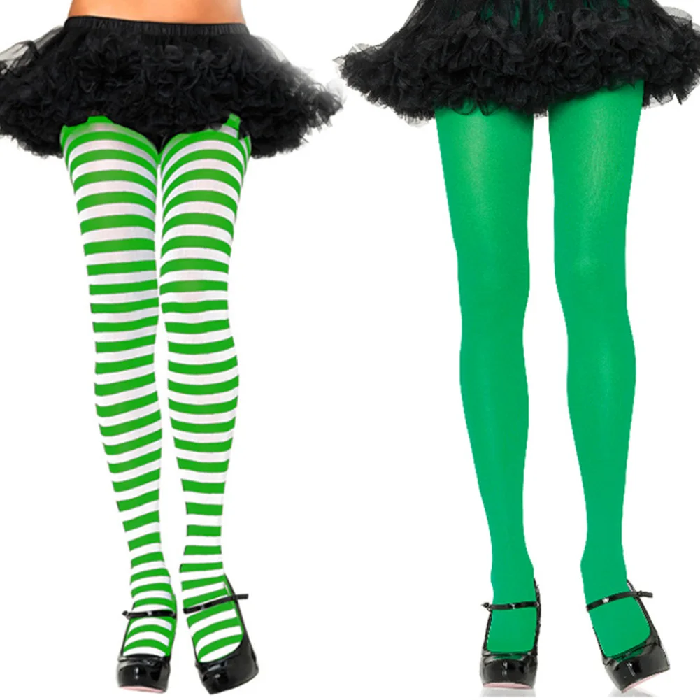 2021 New Nylon High Stockings Over The Knee Stockings Sexy Stockings Green Clover Irish Festival St. Patrick's Day Carnival