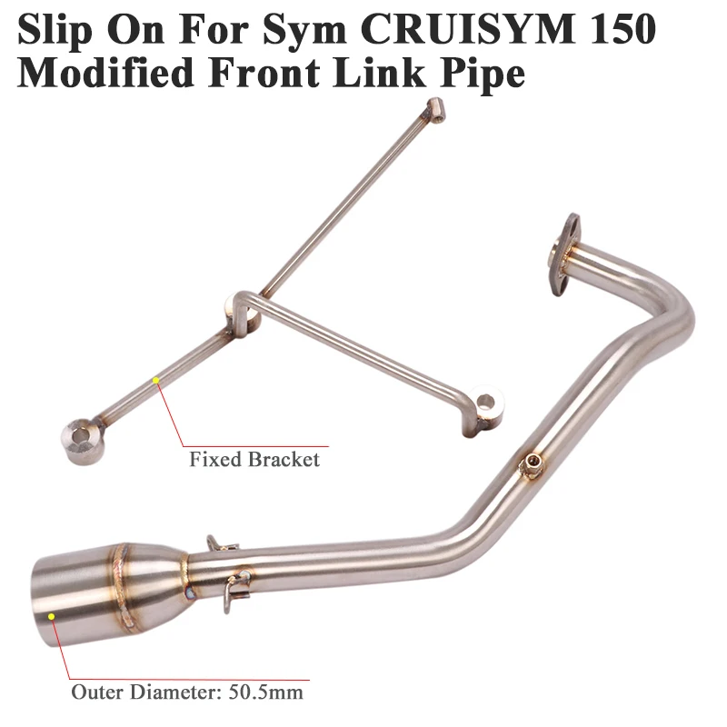 Slip On For Sym CRUISYM 150 125 CRUISYM150 Motorcycle Exhaust System Escape Modify Front Link Pipe Connection 51mm Fixed Bracket