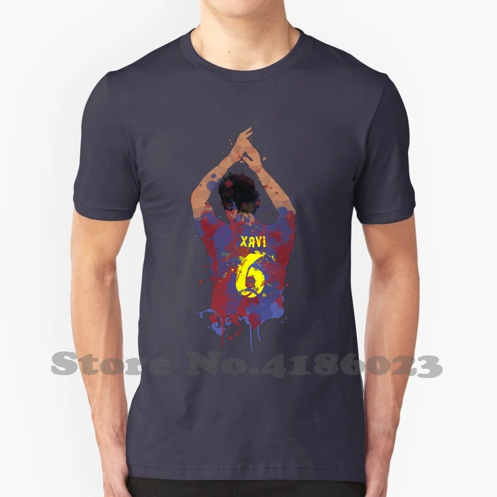 Xavi Legend Football Art 100% Cotton T-Shirt Xavi Football Art Footy Spain Spanish