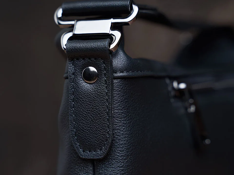 Modische Herren-Umhängetasche aus echtem Leder, lässige Crossbody-Tasche, klassische Tasche mit faltbarem Deckel und Reißverschluss, Messenger-Tasche für 10,5-Zoll-iPad, NUPUGOO. – Detail 15