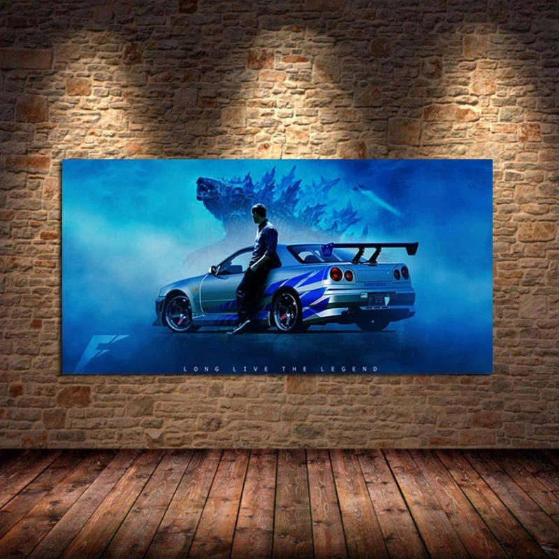 Nissan Skyline R34 Modern Car Canvas Painting Posters and Prints Living Room Home Bedroom Bar Decoration Wall Art Hd Picture