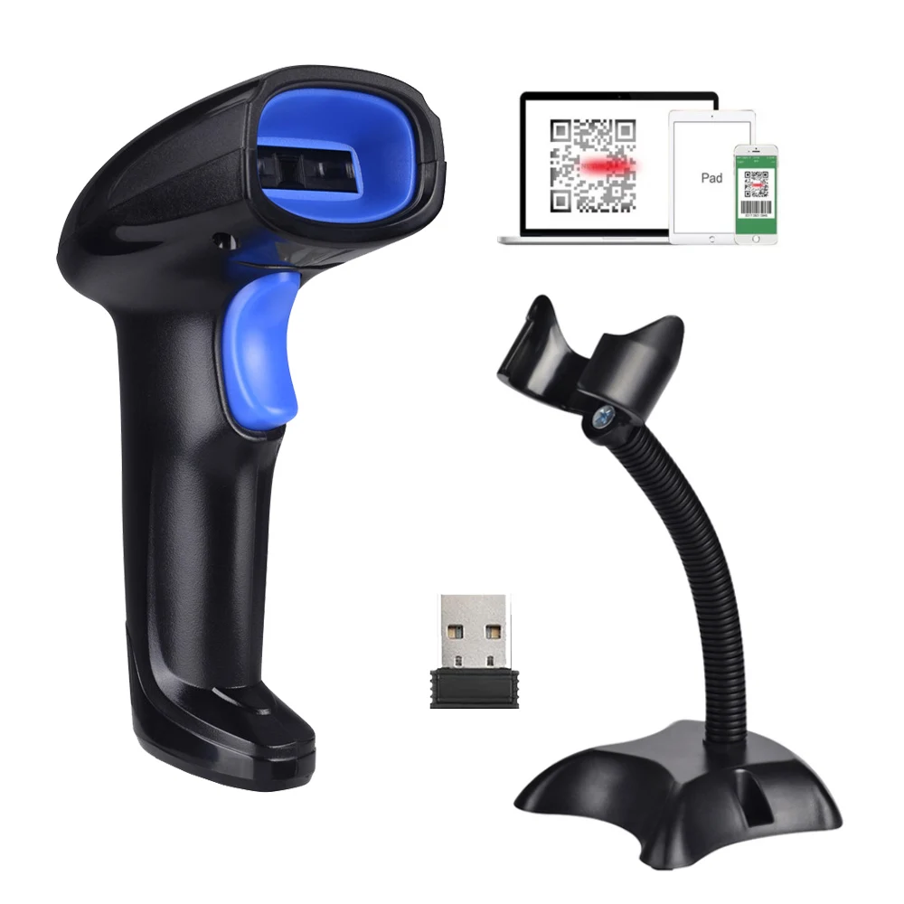 Heißer Verkauf Handheld Wirelress 2,4G Barcode Scanner Freies Verschiffen Verdrahtete USB 1D/2D QR Bar Code Reader PDF417 für IOS Android IPAD
