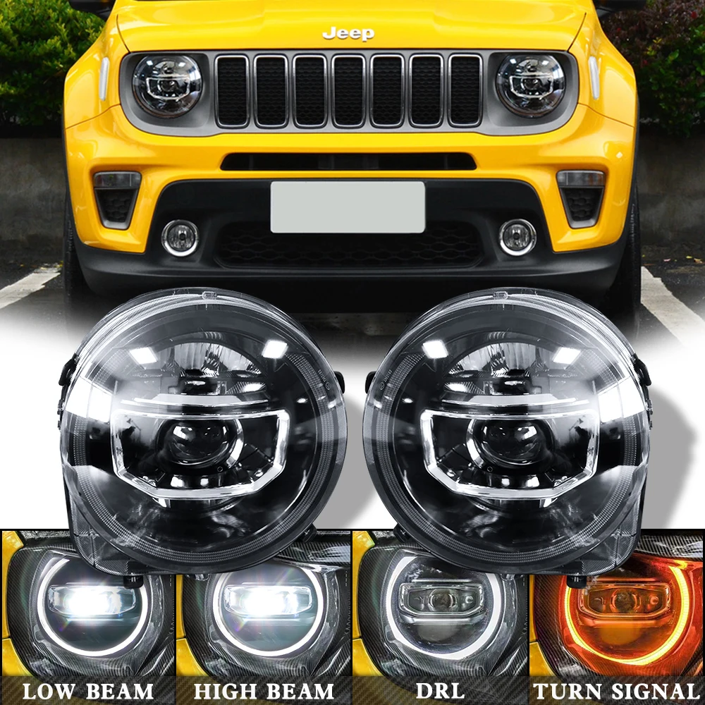 

2Pcs lamp assy head for 2016-2020 Jeep Renegade High equipped LED lens headlight assembly for daytime driving Car accessories