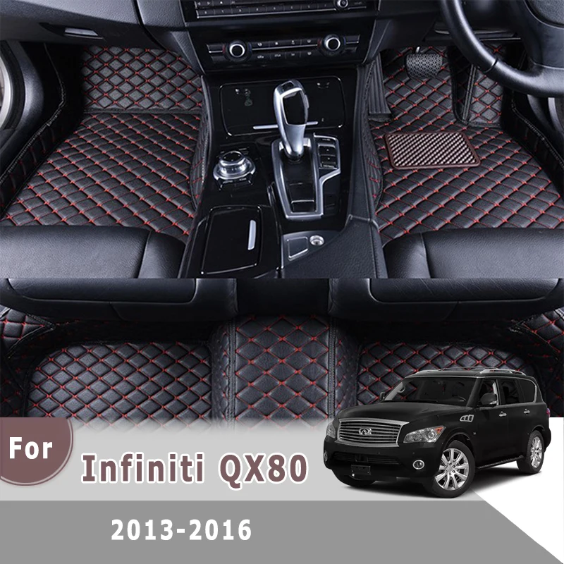 

Ковры с RHD для Infiniti QX80 2016 2015 2014 2013, автомобильные коврики, индивидуальные подушечки для ног, внутренние коврики из искусственной кожи