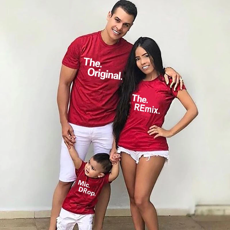 The Original Remix  Family Matching Outfits Mother Father Daughter Son Kids Baby T-Shirt Letter Print T-shirt Short Sleeve Tops