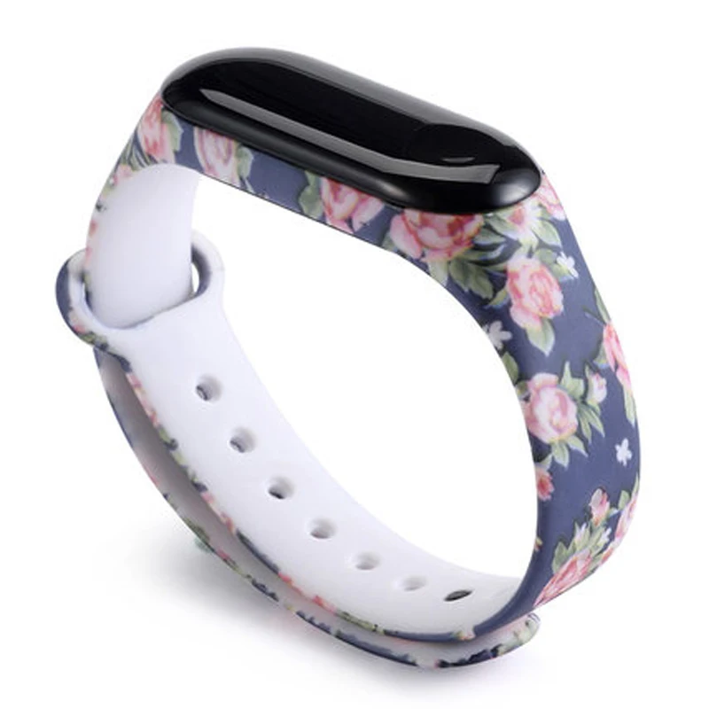 Cute Graffiti Strap For Mi Band 6 5 4 3 Strap Replacement Bracelet Universal Silicone Wrist Strap Colorful Flowers Watch Band