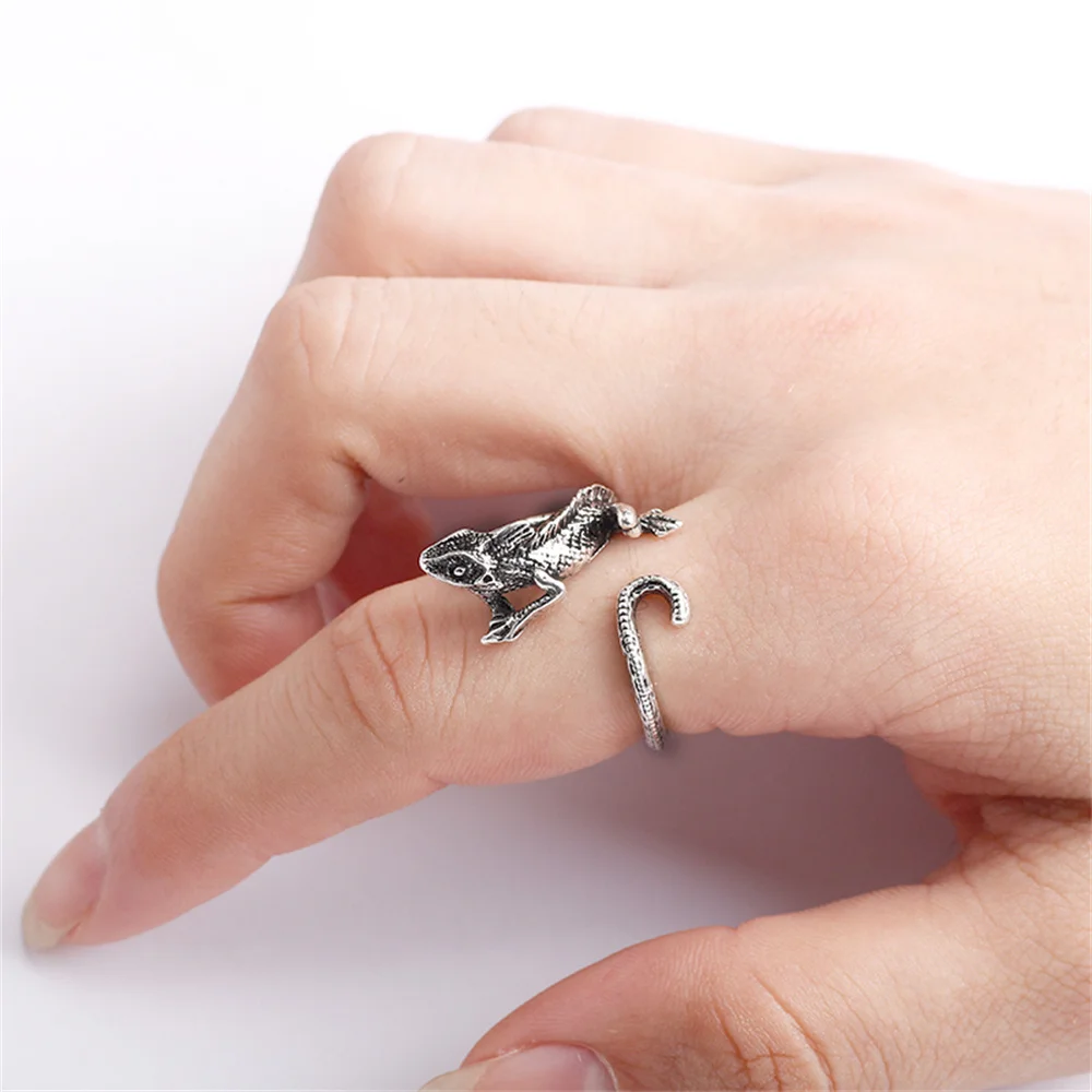 Retro Lizard Ring for Men Women Vintage Animal Adjustable Opening Finger Ring Party Jewelry Accessories Gift Gothic Decor