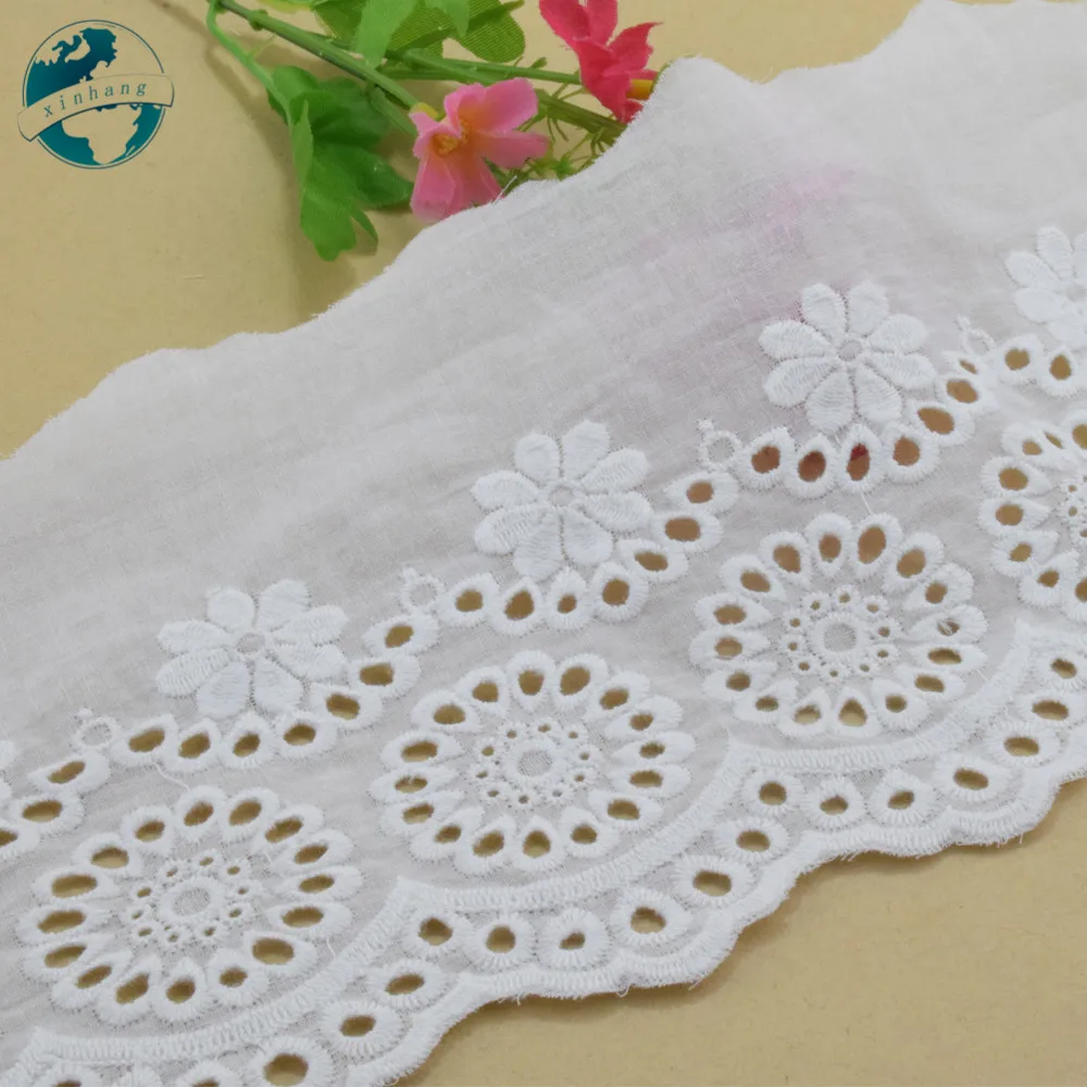 15cm Wide 100% Cotton Embroid Lace Sewing Ribbon Guipure Trim Wedding Decoration DIY Dolls Colthes Accessories Lace Edge#4015