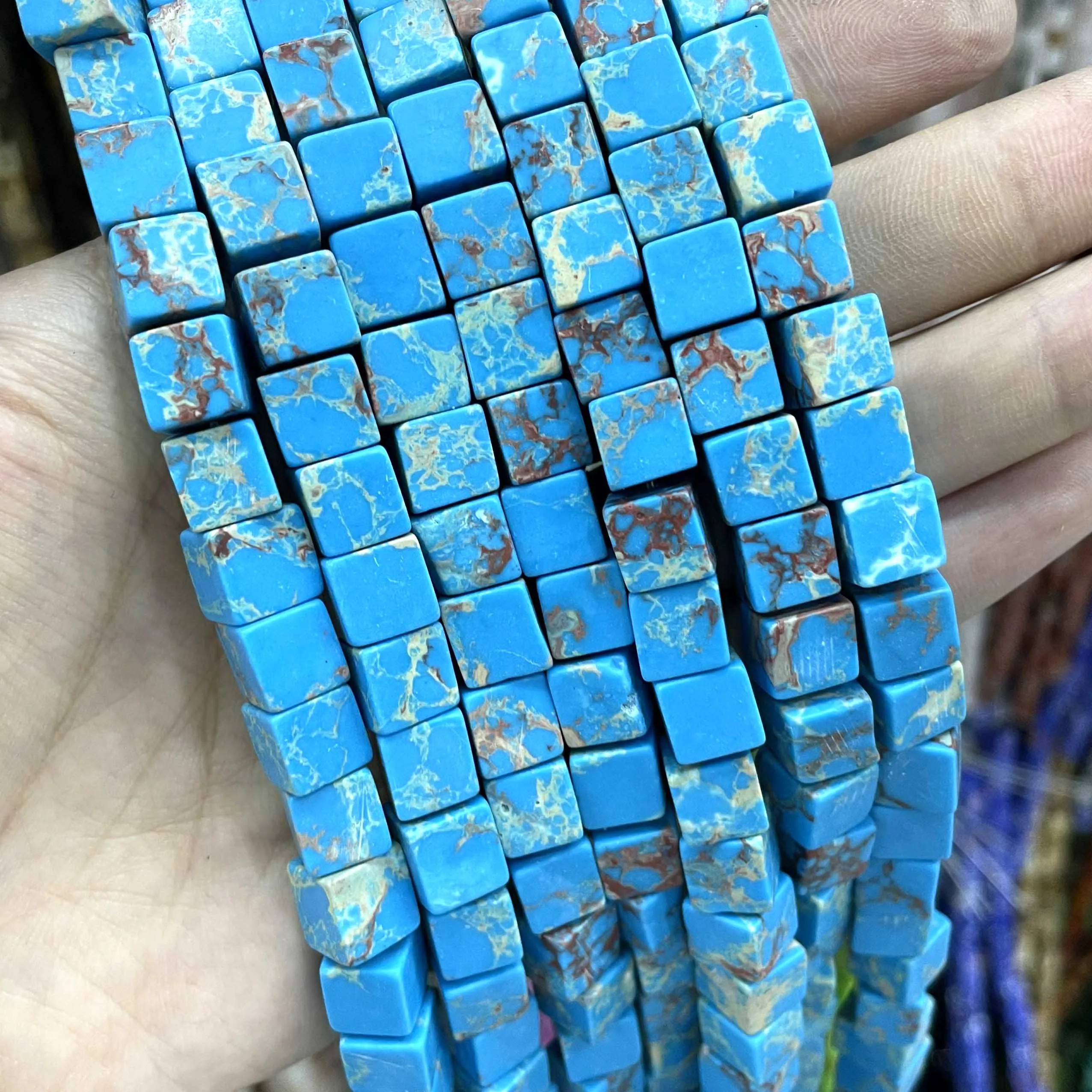 8*8mm Natural Square Agates Tiger Eye Turquoises Amazonite Crystal Jades Stone Beads For Jewelry Making DIY Bracelet Necklace