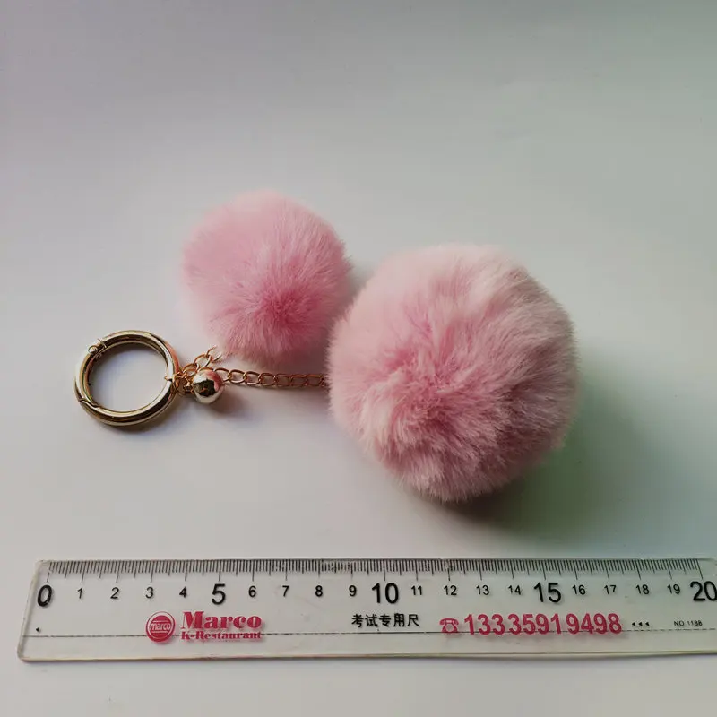 28 kolory wysokiej jakości pompony breloczek Faux Beaver Fur Puff Ball brelok puszysty Bunny Pom brelok torba Charms wisiorek do samochodu 12