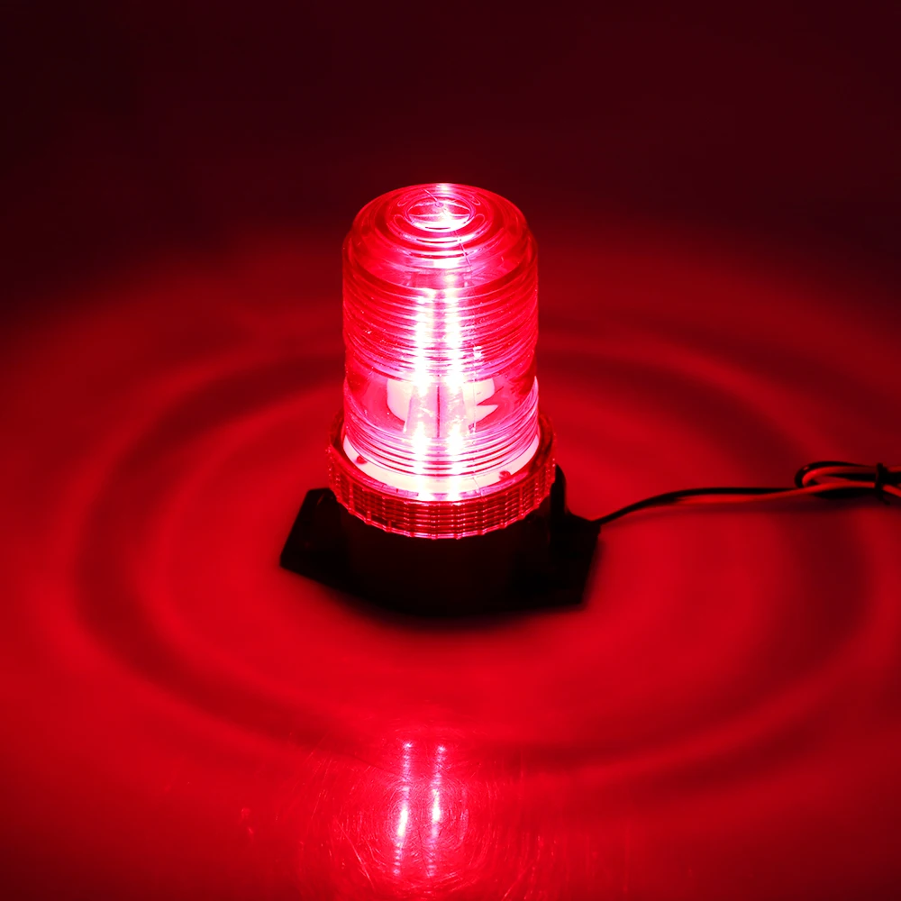 Red Fire LED Alarm Flashing Beacon DC 12-24V Rotary Flashing Dome Light Tractor Emergency Warning Traffic Lights Construction