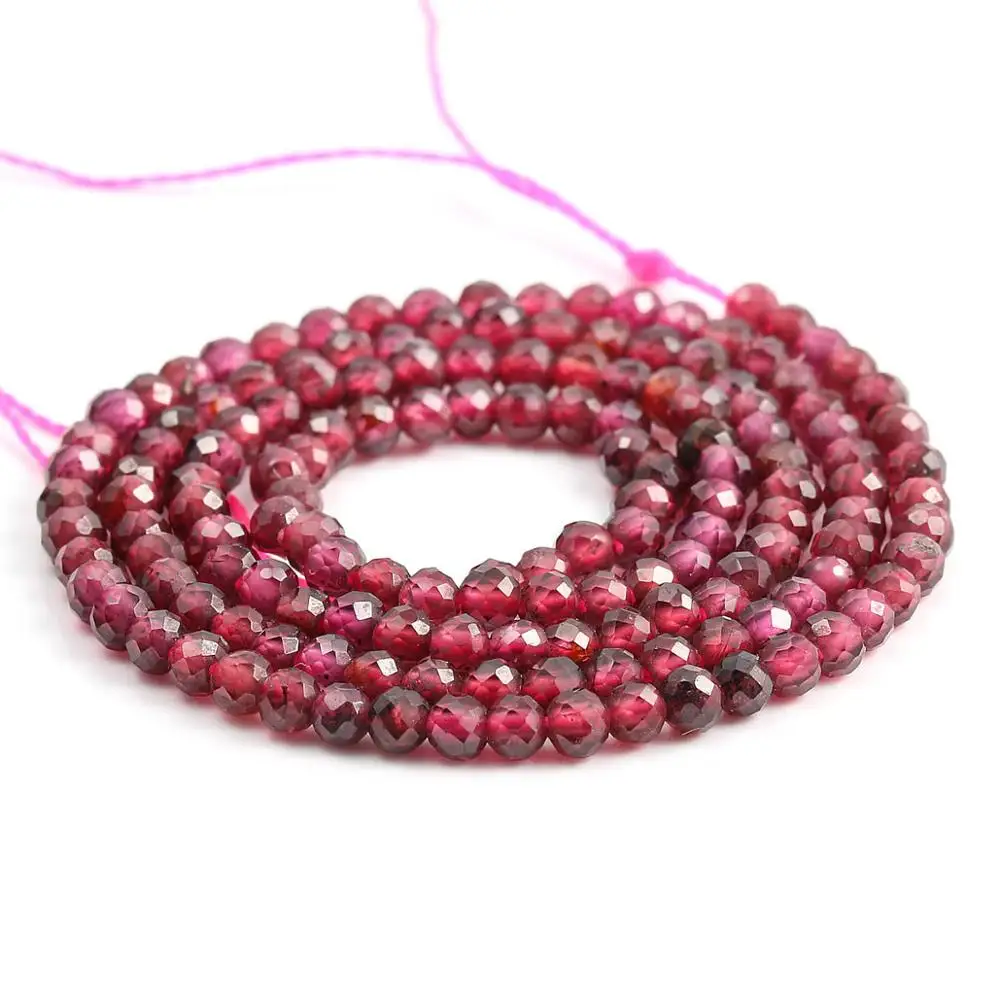 Natural Semi Precious Stone Beads Garnet Cut Bead For DIY Making String 38 cm One 2/3/4/5mm