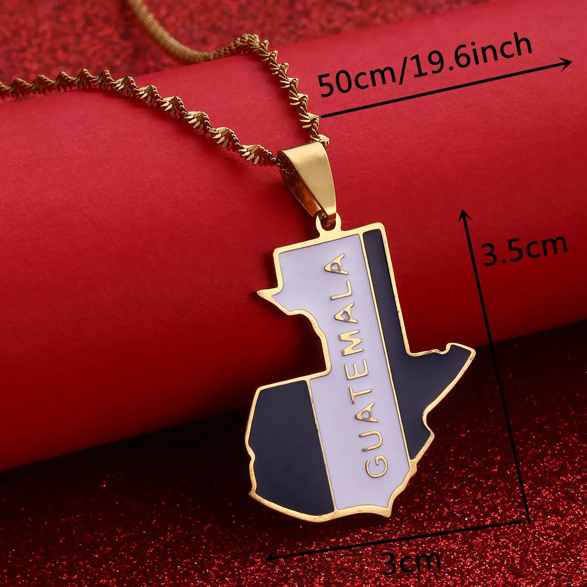 Stainless Steel Enamel Fashion Guatemala Map Pendant Necklace Map of Guatemala Charm Jewelry