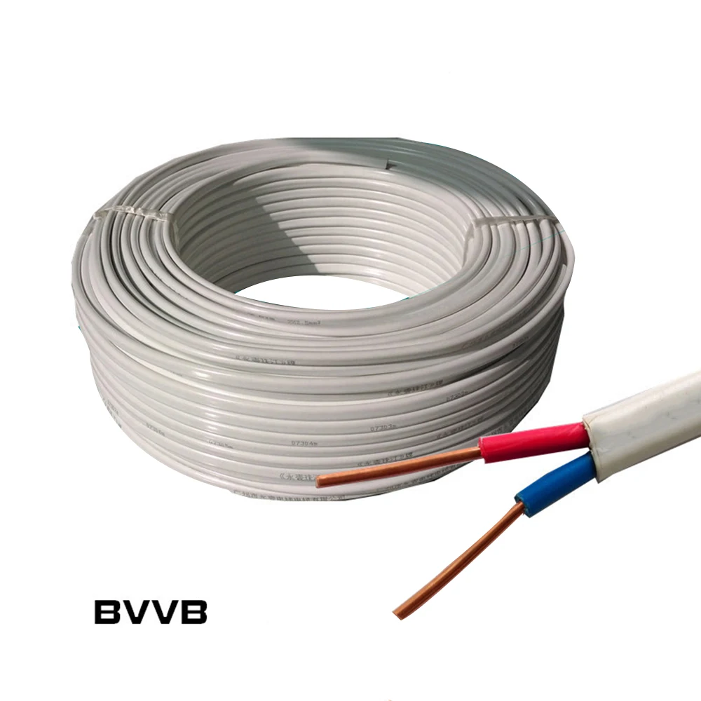 100M Hard Wire Cable BVVB 2*2.5 Square Sheathed Line Home Improvement  Power White Cable 13awg Two core White Hard Wire