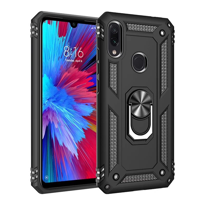 

Hybrid PC Silicon Armor Case For Xiaomi Redmi Note 7 8 9 10S 10 Pro Mi 12T 11T 10T Lite Metal Ring Holder Magnetic Bracket Cover