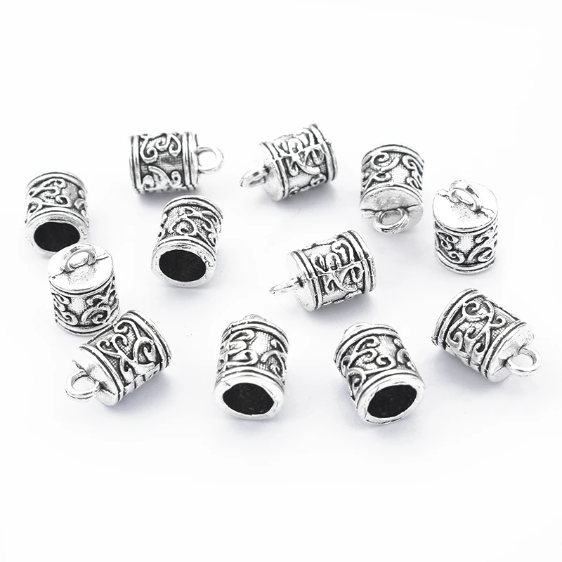20Pcs Tibetan Silver/Bronze/Gold End Caps Beads Tassel Cap Charms For 5mm Round Leather Cord Bracelet Jewelry Accessories