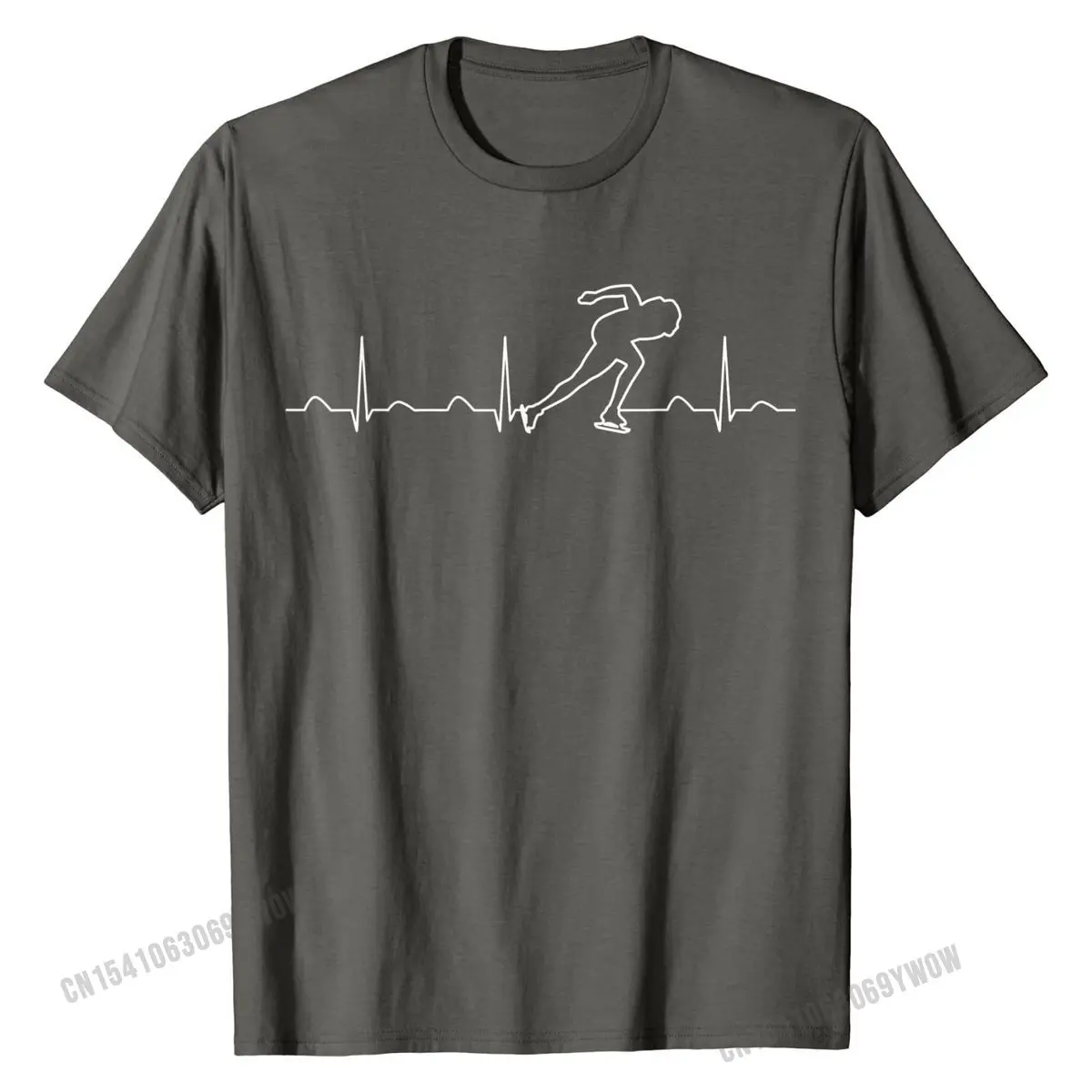 Speed Skating Heartbeat Shirt, Funny Cute Skater Love Gift Print Mens Top T-shirts Funky Cotton Tops & Tees Fitness Tight