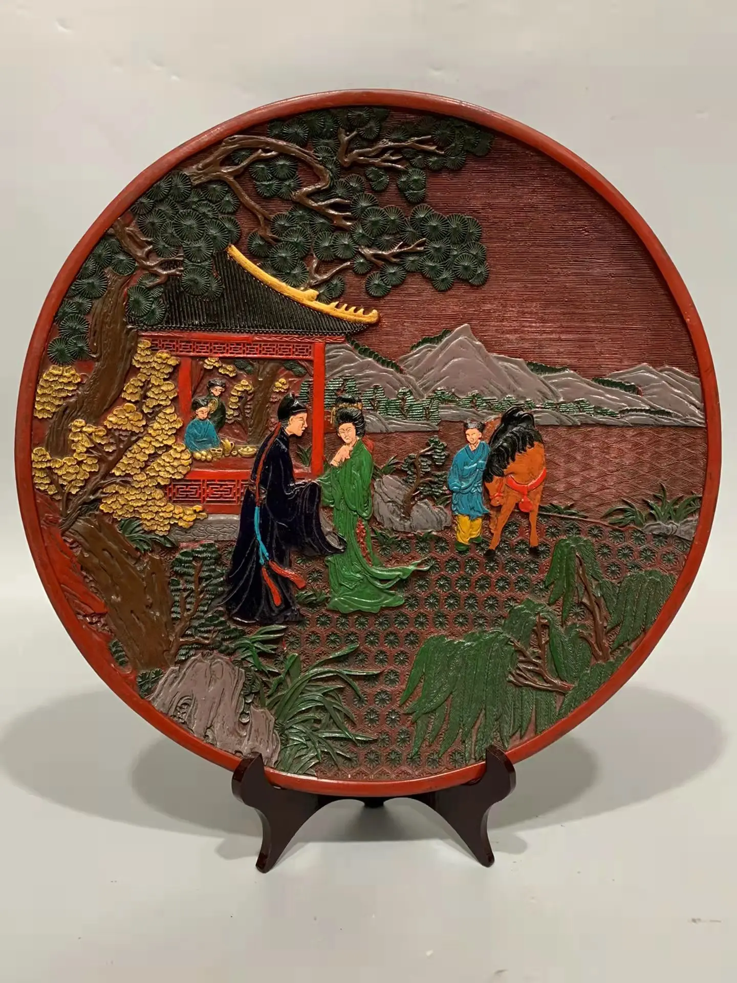 Rare Qing Dynasty old Lacquerware plate, dating for men and women,Free shipping