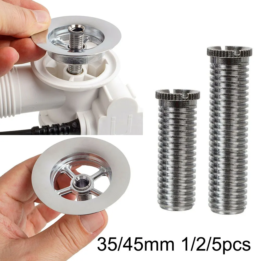 1/2/5pc Kitchen Sink Basket Strainer Screws 35mm/45mm Stainless Steel Waste Threaded Screw Connector Kitchen Fixture Parts