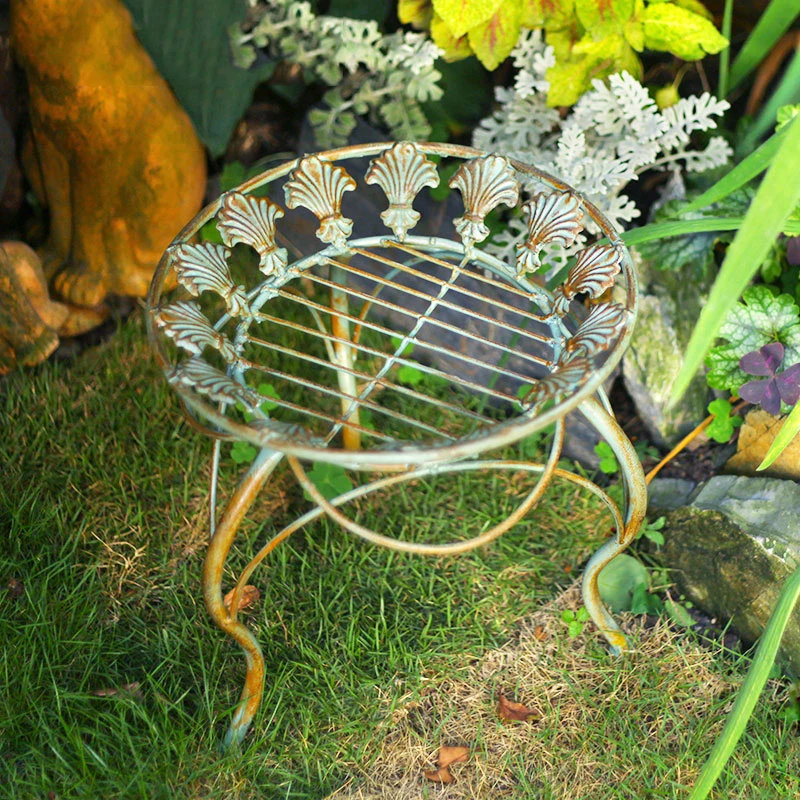 

American Country Wrought Iron Round Flower Stool Accessories Art Garden Balcony Green Plant Flower Stand Torus Decoration Crafts