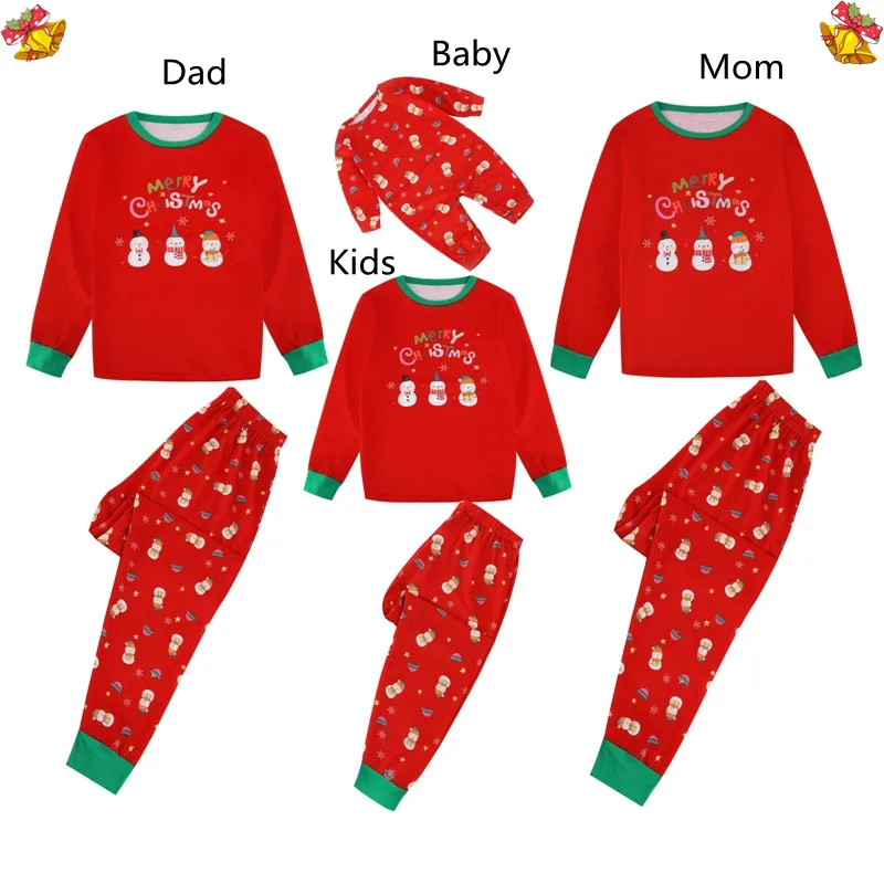 

2021Family Christmas Nightwear Xmas Adult And Kid Sleepwear Mom Dad Baby Clothe Elk Print Parent-child Long Sleeve Pajama Set