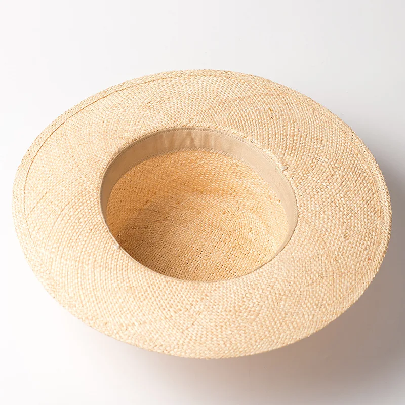 Unisex Beige Wide Brim Treasure Grass Hat Women Men Wedding Church Straw Fedora Hat Outdoor Canotier Summer Sun Hat Gambler Hat