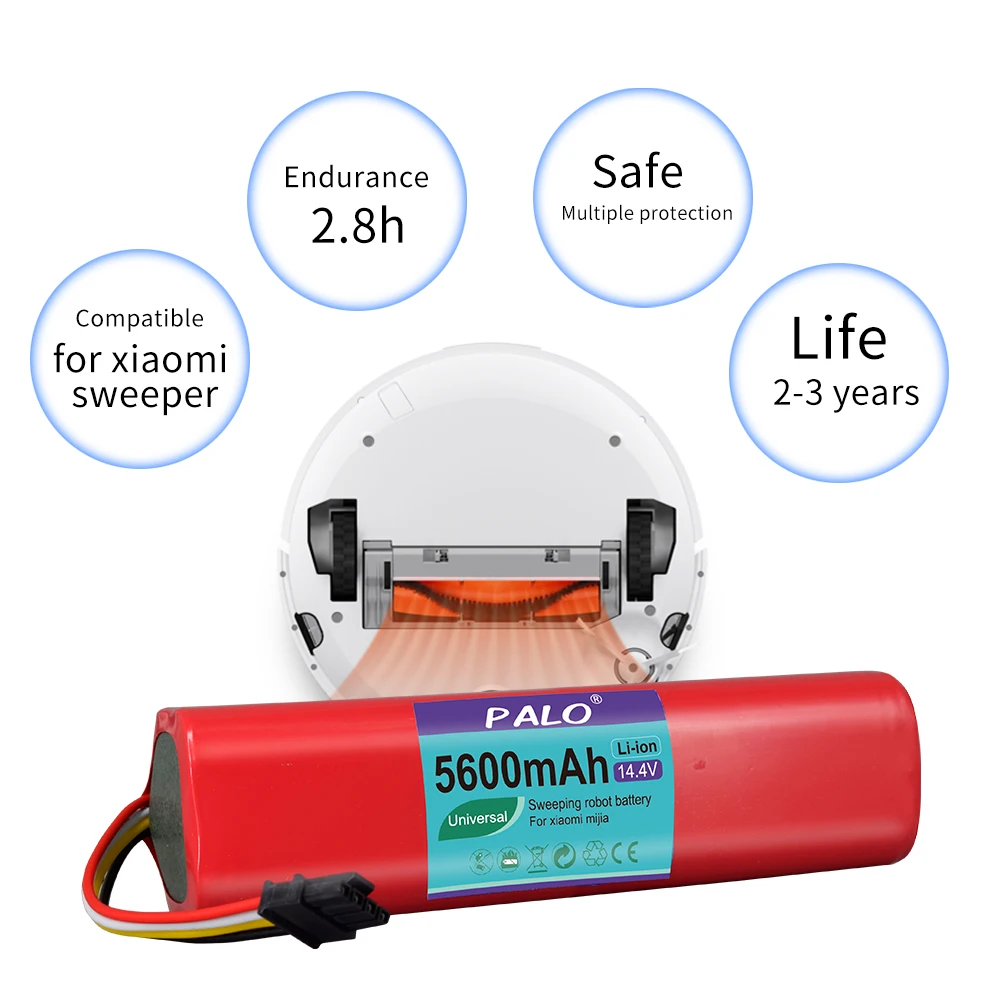 PALO Robotic Vacuum Battery Replacement for Xiaomi Mijia Roborock S5 S6 S50 S51 S55 Xiaowa Series E20 E25 E35