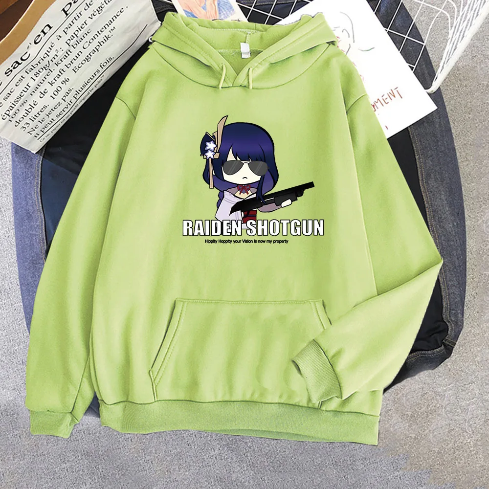 Beelzebul Cartoon Print Hoodie Oversize Unisex Genshin Impact Raiden Shogun Funny Manga Streetwear Female Anime Sweatshirts Wram