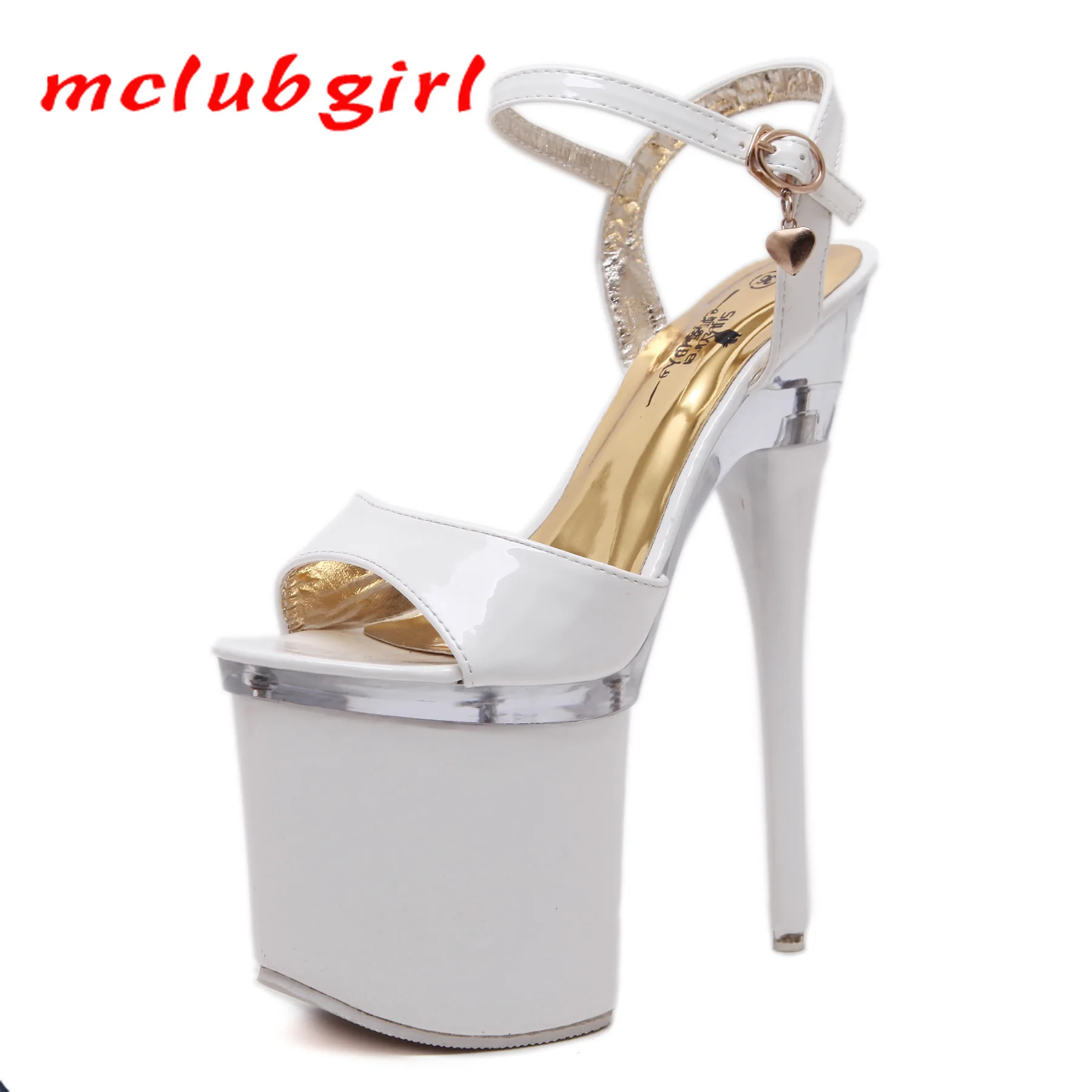 Mclubgirl 2021  Women Sexy Party Super High Heels Platform Fish Toe Sandals for Women 7.5cm platfrom 14cm Sandals LFD