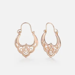 585 Rose Gold Color Earrings For Women Girls Hollow Flower Pattern Luxury Wedding Earring Fashion Jewelry Valentines Gifts GE193