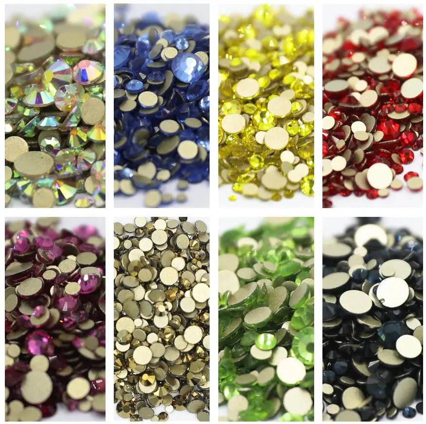 

SS4-SS30 Gold Mix Size Crystal AB Clear Non HotFix FlatBack Rhinestones Decorations DIY Glitter Stones 3D Nail Art Accessories